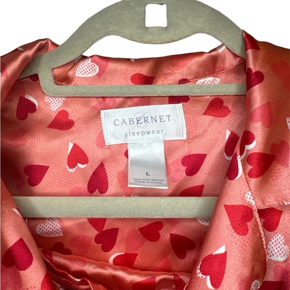 Cabernet | Soft Coral Hearts Robe, Top & Bottom Set Size Top & Bottom L Robe XL - Picture 3 of 8